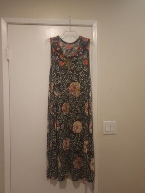 Floral Black Maxi Dress with Multicolor Flowers